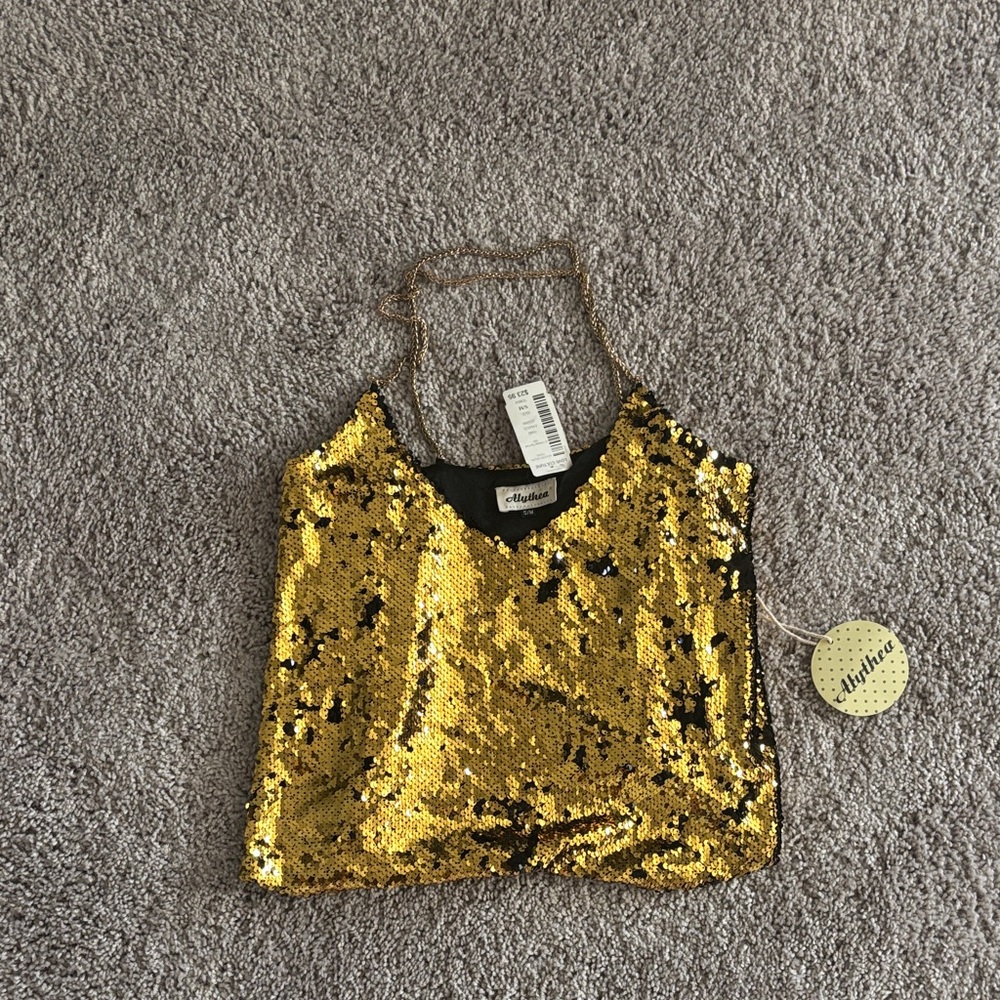 Alythea Sparkling Gold Sequin Crop Top